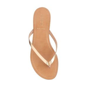 J.Crew Rio Leather Flip Flops in Gold